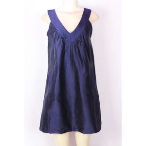 CALYPSO ST BARTH DARK BLUE SILK A LINE DRESS S